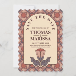 Código QR Floral Art Deco para Salvar a Data Retrô