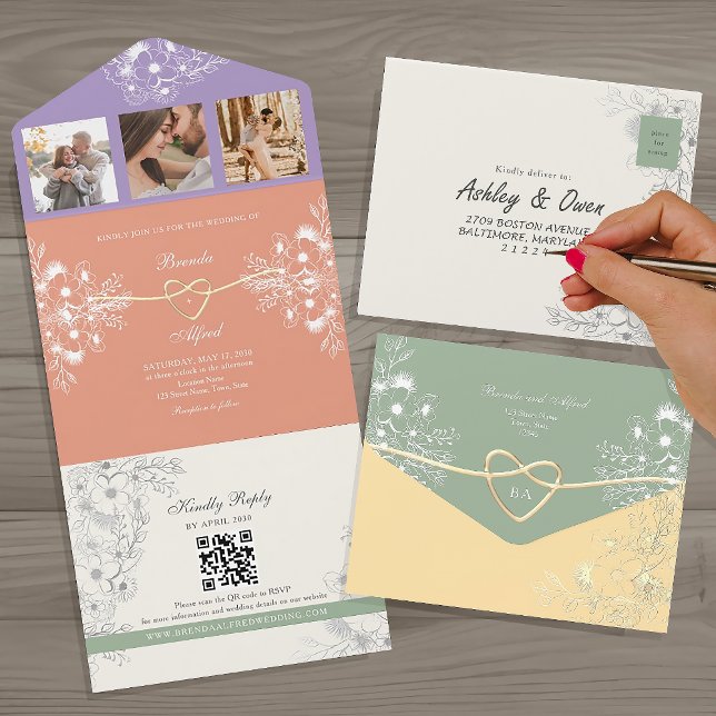 Código QR Floral Colorido Casamento de Primavera (Criador carregado)