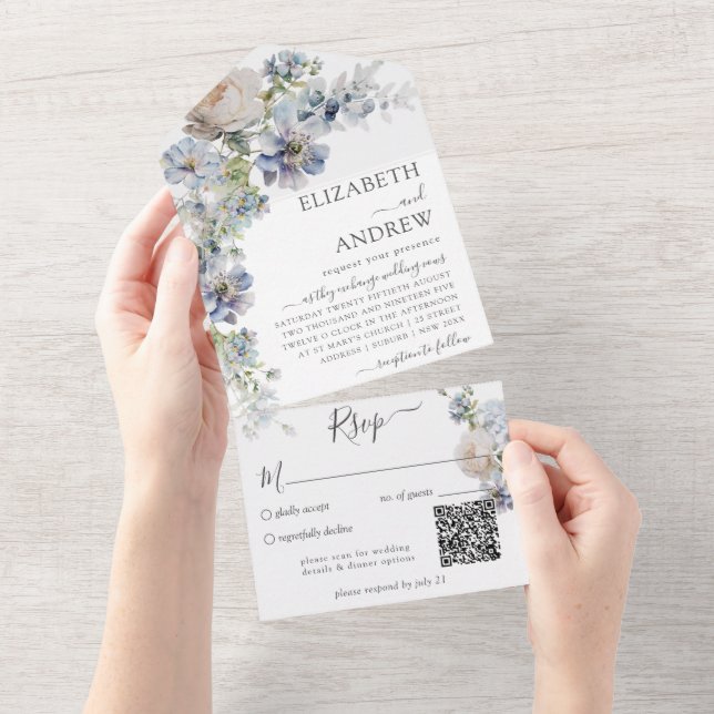 Código Qr Floral de Aquarela Elegante (Aba destacável)