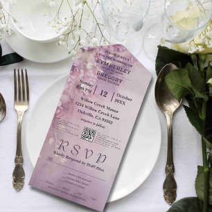 Código QR Floral de Creme de Lilás em Aquarela Rom