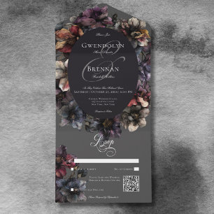 Código QR Floral de Moody Watercolor Gótico Escuro