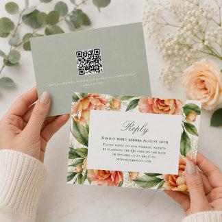 Código QR Floral de Pêssego para Resposta de Convi