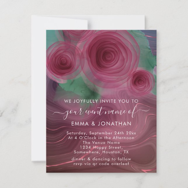 Código QR Floral Marsala Rosa Burgundy (Frente)