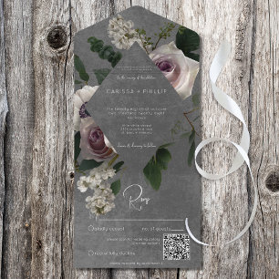 Código QR Floral Moderno Escuro, Rosa e Branco