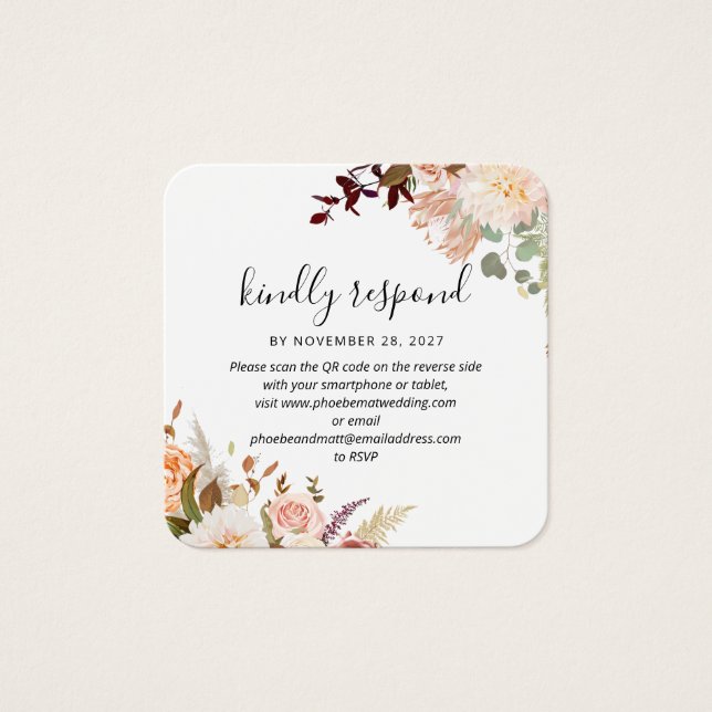 Código QR Floral Pastel para Site de Casamento RSV (Frente)