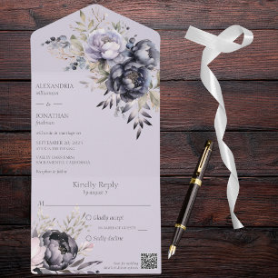 Código QR Floral Preto e Lavanda