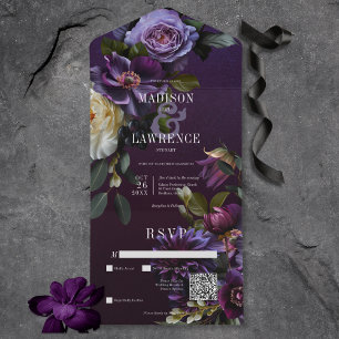 Código QR Floral Púrpura e Branco do Moody