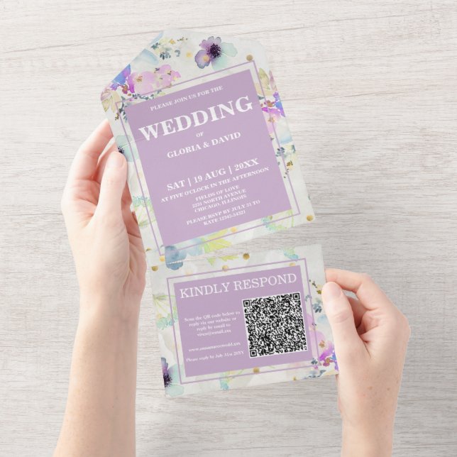 Código QR Floral Romântico Mauve (Aba destacável)