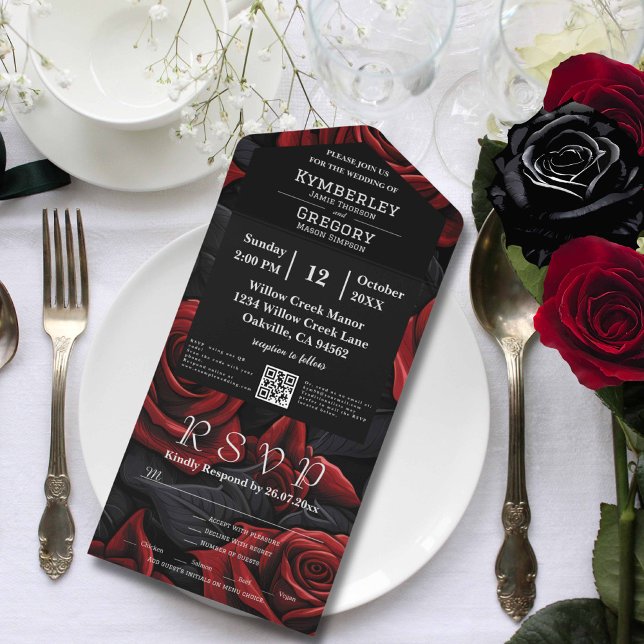 Código QR Floral Rosa preto-escuro Elegante (Criador carregado)
