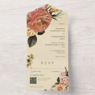 Código QR Floral Verde de Peach Moderna Mimosa