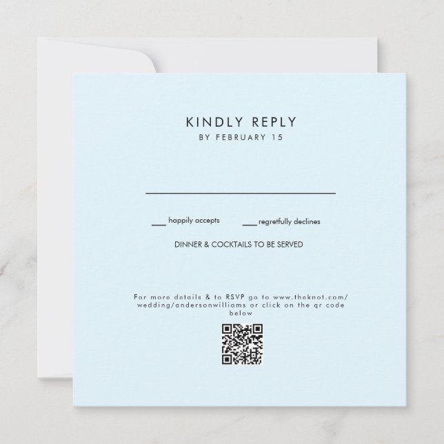 Código QR II RSVP de Casamento Azul (Frente)