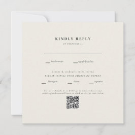 Código QR II RSVP de Casamento de Beige Quadrado M
