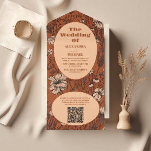 Código QR Invólucro Laranja Irritado Flores Selvag