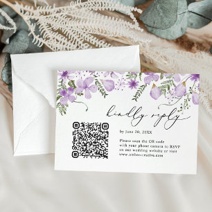 Código QR Lavanda Watercolor Floral Wedding RSVP