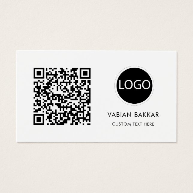 Código QR Logotipo comercial Black Modern cartão d (Frente)