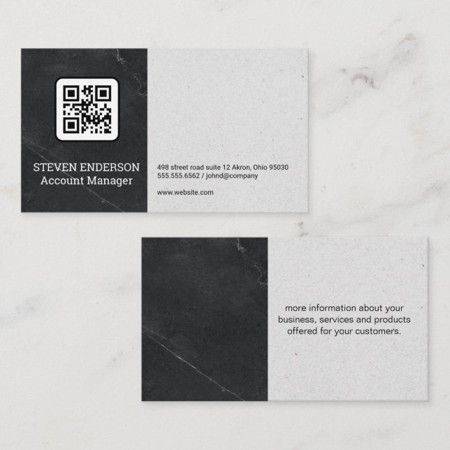código QR | Marble Luxury Cartão de visita (Frente/Verso)