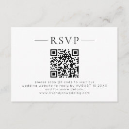 Código QR Minimalista Preto Branco RSVP Casamento