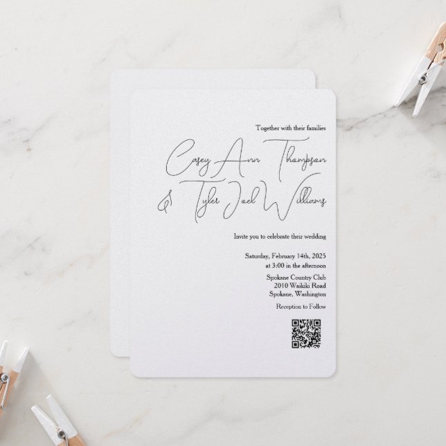 Código QR mínimo Shimmer de Pérolas de Convite par (Frente/Verso In Situ)