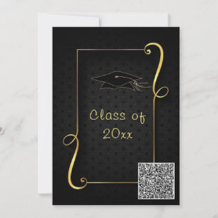 Código QR Modelo de Convite para Graduação Dourada