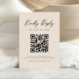 Código QR Moderno Cartão de RSVP de Site de Cham