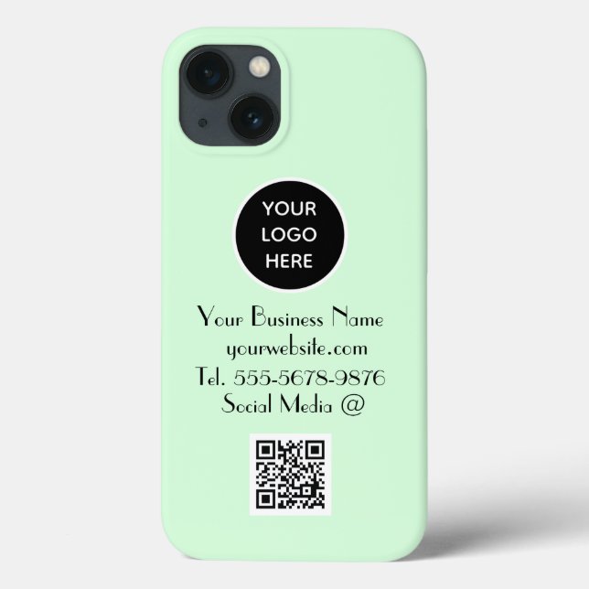 Código QR Moderno Minimalista Verde Menta com logo (Verso)
