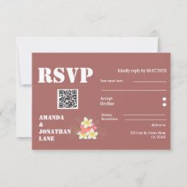 Código QR moderno - Placa RSVP Floral Terracotta W
