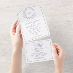 Código QR Monograma de Folheto de Lavanda Lilac