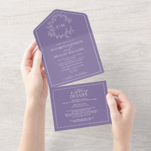 Código QR Monograma de Folheto de Lavanda Lilac