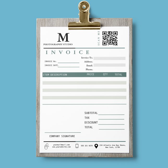Código Qr Monograma de Recebimento de NFF Comercia (Modern Invoice Sales Receipt Small Business)
