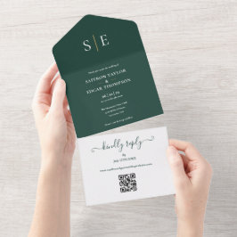Código QR Monograma Verde Esmeralda e Casamento Do