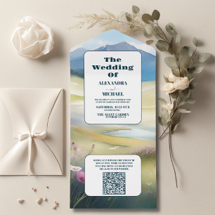 Código QR Montanhas de Aquarela Pinheiros Casament