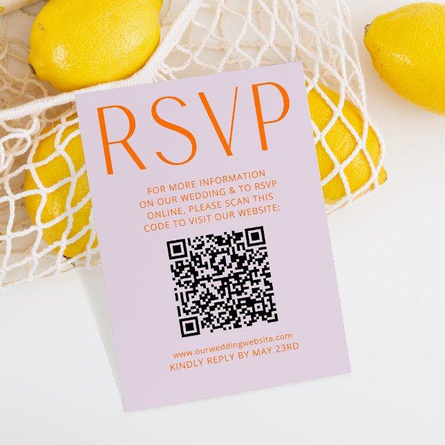 Código QR Online RSVP Laranja Simples e Brilhante (Criador carregado)