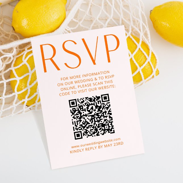 Código QR Online RSVP Laranja Simples e Brilhante (Criador carregado)