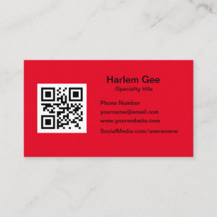 Código QR personalizado Cartão de visita vermelh