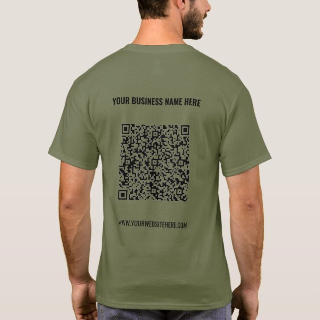Código QR personalizado e texto para sua camisa co (Verso)