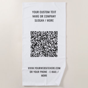Código QR personalizado e Toalha de praia de texto