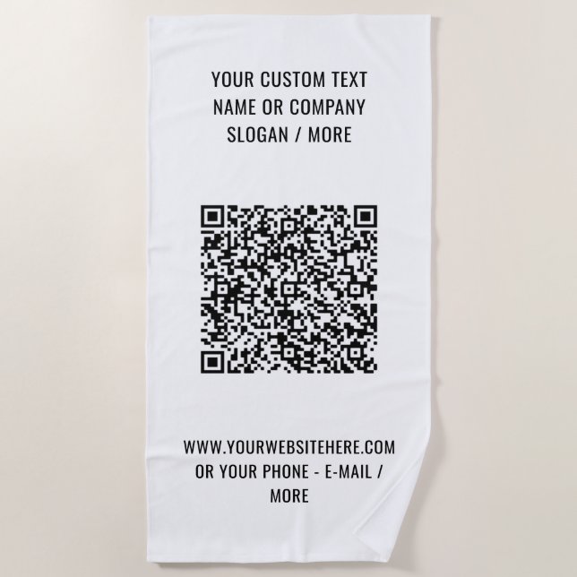Código QR personalizado e Toalha de praia de texto (Frente)