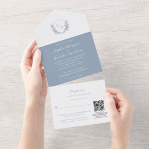 Código QR Pó Azul Pó Pó Pó Casamento Monograma