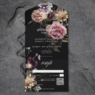 Código QR Preto Floral Opulente do Pastel Motivo E