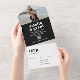 Código QR Preto Foto de Casamento Moderno Fonte Re
