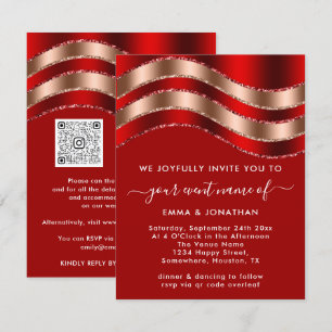 Código QR Rosa Chá de panela Vermelho de Casamen