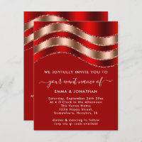 Código QR Rosa Chá de panela Vermelho de Casamento