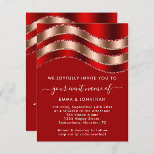 Código QR Rosa Chá de panela Vermelho de Casamento