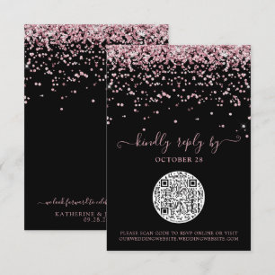 Código QR Rosa preto cor-de-rosa brilhante RSVP d