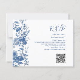 Código QR RSVP Casamento Azul Floral Francês
