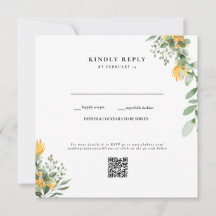 Código QR RSVP de Casamento Branca de Girassol Mod