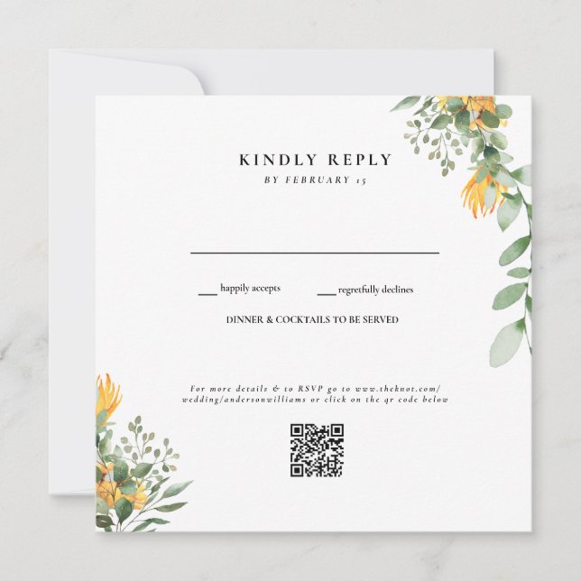 Código QR RSVP de Casamento Branca de Girassol Mod (Frente)