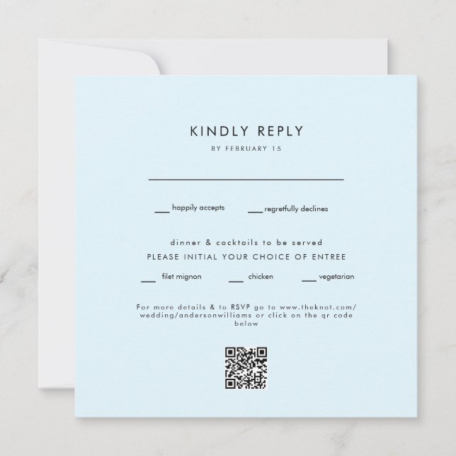Código QR RSVP de Casamento em Azul Gelo Moderno Q (Frente)