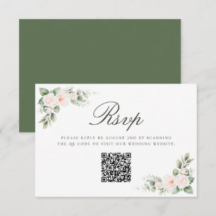 Código QR RSVP de Casamento Floral White Sage Blus