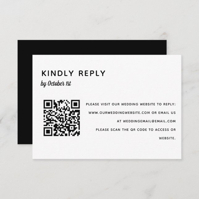 Código QR RSVP de Casamento Minimalista Elegante O (Frente/Verso)